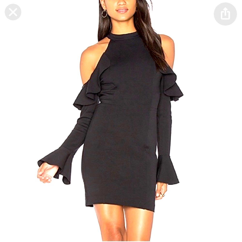 NWT FREE PEOPLE black cold shoulder mini dress